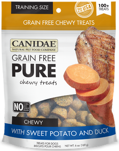 Canidae Grain Free PURE Chewy Training Treats with Sweet Potato and Duck Dog Treats