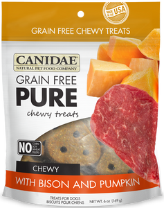 Canidae Grain Free PURE Chewy Treats with Bison and Pumpkin Dog Treats