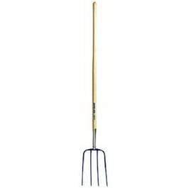 9-In. Forged Steel Manure Fork, 4 Tines, 54-In. Handle