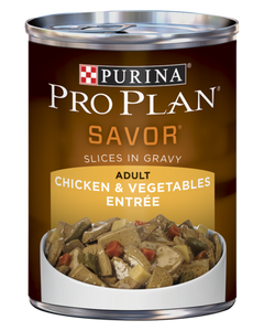 Purina Pro Plan SAVOR Adult Chicken & Vegetables Entrée Slices In Gravy Wet Dog Food